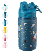 Hawsaiy 12oz Insulated Kids Water Bottle with Double Drinking Lids, Stainless Steel Water Bottle for School & Outdoor