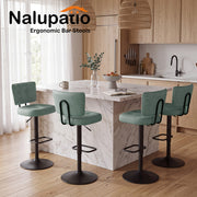 Hawsaiy Vintage Bar Stools Set of 2, Adjustable Swivel Counter Height Barstools, Tufted Faux Leather Kitchen Island Chairs with Footrest