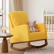 Nalupatio Rocking Chair Nursery, Reading Chair, Glider Accent Chair, Rocking Accent Chair with Wood Legs for Living Room, Bedroom Brown Coffee