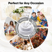 Hawsaiy 350PCS Gold Disposable Dinnerware Set for 50 Guests, Lace Design Plastic Plate Sets, Gold Silverware, Cups & Napkins – Party Supplies for Weddings, Birthdays, Holidays