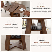 Hawsaiy Extendable Round to Oval Dining Table Set for 4–6, Space-Saving Wooden Table with Hidden Storage, Expandable Dining Table with Upholstered Chairs