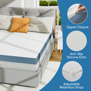 Nalupatio 3 Inch Firm Mattress Topper King Size 76x80 Inch Extra Support, Gel-Infused High-Density Memory Foam Mattress Bed Topper for Pain Relief, CertiPUR-US Certified