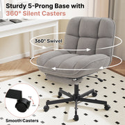 Hawsaiy Criss Cross Office Chair with Footrest, Oversized Sherpa Cross Legged Desk Chair, Height Adjustable Swivel Vanity Chair for Home Office Bedroom