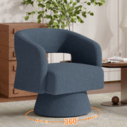 Hawsaiy Swivel Barrel Accent Chair Set of 1/2, Linen Fabric Upholstered Armchair with Wood Frame & Spring Support,Modern Comfy Lounge Sofa Chair with Round Back for Reading Living Room Bedroom