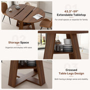 Hawsaiy Extendable Round to Oval Dining Table Set for 4–6, Space-Saving Wooden Table with Hidden Storage, Expandable Dining Table with Upholstered Chairs