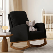 Nalupatio Rocking Chair Nursery, Reading Chair, Glider Accent Chair, Rocking Accent Chair with Wood Legs for Living Room, Bedroom Brown Coffee