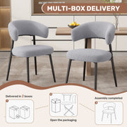 Hawsaiy Dining Chairs Set of 2/4/6, Mid Century Modern Boucle Upholstered Dining Chairs with Curved Backrest, Kitchen Dining Room Chairs with Black Metal Legs