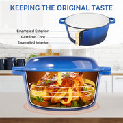 Kerilyn 2-in-1 Heavy-Duty Cast Iron Dutch Oven Pot - Kitchen & Dining Essential for Bread Baking, Cooking, Stewing - Nonstick, Oven Safe Up to 500°F, Dual Handles, Works on All Stovetops, Easy Cleaning, Durable Construction