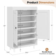 Hawsaiy Entrance Shoe Cabinet with Doors, 6-Tier Farmhouse Shoe Storage Organizer with Adjustable Shelves, Holds 18-24 Pairs, Entryway Shoe Rack Cabinet with Metal Legs