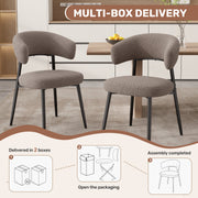 Hawsaiy Dining Chairs Set of 2/4/6, Mid Century Modern Boucle Upholstered Dining Chairs with Curved Backrest, Kitchen Dining Room Chairs with Black Metal Legs