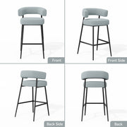 Hawsaiy Counter Height Bar Stools Set of 2, Pelletized Velvet Upholstered Modern Counter Stool,Low Back Barstools, Velvet Bar Chairs with Metal Legs,Beige