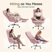 Hawsaiy Cross Legged Office Chair with Flip Armrests，Big and Tall Executive Office Chair, 135° Reclining Criss Cross Chair with Footrest & Lumbar Pillow