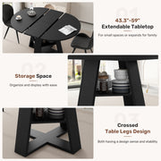 Hawsaiy Extendable Round to Oval Dining Table Set for 4–6, Space-Saving Wooden Table with Hidden Storage, Expandable Dining Table with Upholstered Chairs