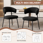 Hawsaiy Dining Chairs Set of 2/4/6, Mid Century Modern Boucle Upholstered Dining Chairs with Curved Backrest, Kitchen Dining Room Chairs with Black Metal Legs