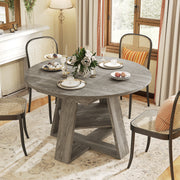 Hawsaiy 43.3-59 in Extendable Oval Dining Table for 4-6, Space-Saving Round Kitchen Table with Hidden Leaf Storage & Bottom Shelf for Small Space