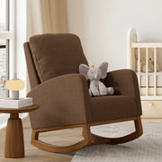Nalupatio Rocking Chair Nursery, Reading Chair, Glider Accent Chair, Rocking Accent Chair with Wood Legs for Living Room, Bedroom Brown Coffee