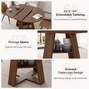 Hawsaiy Extendable Round to Oval Dining Table Set for 4–6, Space-Saving Wooden Table with Hidden Storage, Expandable Dining Table with Upholstered Chairs