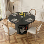 Hawsaiy Round Dining Table for 2 with Sliding Door Storage Base, Space-Saving Waterproof Scratch-Resistant Wood Top, Modern Farmhouse Kitchen Table