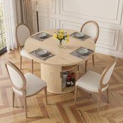 Hawsaiy Round Dining Table for 2 with Sliding Door Storage Base, Space-Saving Waterproof Scratch-Resistant Wood Top, Modern Farmhouse Kitchen Table