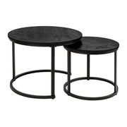Hawsaiy 2-in-1 Nesting Coffee Table Set,Vintage Round Tea Table with Adjustable Foot Pads