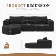 Luxanimarion Modular Sectional Sofa with L-Shape Chaise,Cloud Sectional Modern Sleeper Couch with Deep Seat,Sponge Compression Sofas No Assembly Required (Beige-Corduroy Fabric)