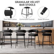 Hawsaiy Counter Height Bar Stools Set of 2, Pelletized Velvet Upholstered Modern Counter Stool,Low Back Barstools, Velvet Bar Chairs with Metal Legs,Beige