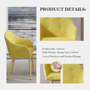 Hawsaiy Modern Accent Dining Chairs Set of 2,Upholstered Linen Fabric Living Room Chairs,Comfy Accent Chair with Metal Legs for Kitchen Dining Room Bedroom Reading Room Waiting Room