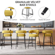 Hawsaiy Counter Height Bar Stools Set of 2, Pelletized Velvet Upholstered Modern Counter Stool,Low Back Barstools, Velvet Bar Chairs with Metal Legs,Beige