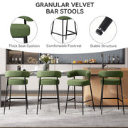 Hawsaiy Counter Height Bar Stools Set of 2, Pelletized Velvet Upholstered Modern Counter Stool,Low Back Barstools, Velvet Bar Chairs with Metal Legs,Beige
