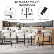 Hawsaiy Counter Height Bar Stools Set of 2, Pelletized Velvet Upholstered Modern Counter Stool,Low Back Barstools, Velvet Bar Chairs with Metal Legs,Beige