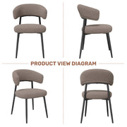 Hawsaiy Dining Chairs Set of 2/4/6, Mid Century Modern Boucle Upholstered Dining Chairs with Curved Backrest, Kitchen Dining Room Chairs with Black Metal Legs
