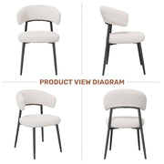 Hawsaiy Dining Chairs Set of 2/4/6, Mid Century Modern Boucle Upholstered Dining Chairs with Curved Backrest, Kitchen Dining Room Chairs with Black Metal Legs