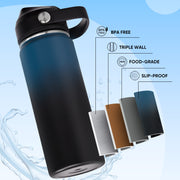 Hawsaiy 24oz Stainless Steel Water Bottles, Double Wall with Straw Lid, BPA-Free, Leakproof, for Travel & School, Multicolor