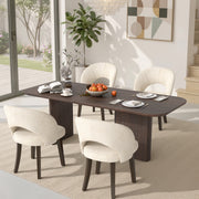 Hawsaiy Upholstered Dining Chairs Set of 2/4/6, Mid Century Modern Dining Chairs with Solid Wood Legs, Curved Back Kitchen Chairs, Farmhouse Side Chairs for Dining Room