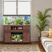 Hawsaiy  Fish Tank Stand with Power Outlet, Fits Up to 100 Gallon Aquarium, 800 lbs Capacity, Sliding Barn Doors, Adjustable Shelves, Storage for Fish Supplies, ETL Certified, Brown