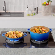 Hawsaiy 2-in-1 Cast Iron Dutch Oven Pot, Enameled Pots with Lid for Bread Baking, Cooking, Stewing, Heavy-Duty & Nonstick, Oven Safe up to 500°F, Dual Handles, Works on All Stovetops