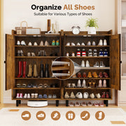 Hawsaiy Entrance Shoe Cabinet with Doors, 6-Tier Farmhouse Shoe Storage Organizer with Adjustable Shelves, Holds 18-24 Pairs, Entryway Shoe Rack Cabinet with Metal Legs