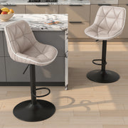 Hawsaiy Bar Stools Set of 2/4, Adjustable Swivel Counter Height Bar Stools with Back, Upholstered Modern Barstools with Diamond Stitching