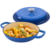 Hawsaiy 3 Quart Enameled Shallow Cast Iron Dutch Oven with Lid, Dual Handles Dutch Pots for Cooking, Stewing, Heavy-Duty & Nonstick, Oven Safe up to 500° F, Works on All Stovetops
