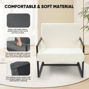 Hawsaiy Accent Chair with Metal Frame, Teddy Fleece Living Room Chairs with Foam Seat Cushions, Comfy Reading Armchair for Bedroom