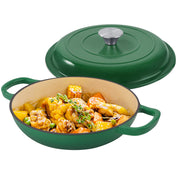 Hawsaiy 3 Quart Enameled Shallow Cast Iron Dutch Oven with Lid, Dual Handles Dutch Pots for Cooking, Stewing, Heavy-Duty & Nonstick, Oven Safe up to 500° F, Works on All Stovetops