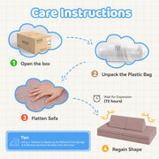 Hawsaiy Kids Sofas Modular 4PCS Sponge Armless Reclining Sofa with Removable Cover