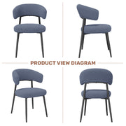 Hawsaiy Dining Chairs Set of 2/4/6, Mid Century Modern Boucle Upholstered Dining Chairs with Curved Backrest, Kitchen Dining Room Chairs with Black Metal Legs