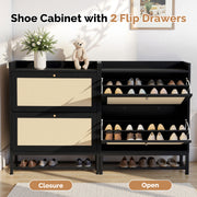 Hawsaiy Slim Entryway Shoe Storage Cabinet with 2/3 Flip Drawers, Narrow Freestanding Shoe Organizer Holds 16–20 Pairs, Space-Saving Wooden Shoe Rack for Hallway, Foyer