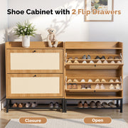 Hawsaiy Slim Entryway Shoe Storage Cabinet with 2/3 Flip Drawers, Narrow Freestanding Shoe Organizer Holds 16–20 Pairs, Space-Saving Wooden Shoe Rack for Hallway, Foyer