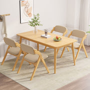 HawsaiyFolding Chairs with Cushion,Wooden Stackable Dining Chairs Set of 2 with Padded Seats,Removable Cushion Cover Comfortable Backrest Lounge Chair for Kitchen Home Office Picnic