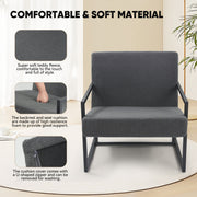 Hawsaiy Accent Chair with Metal Frame, Teddy Fleece Living Room Chairs with Foam Seat Cushions, Comfy Reading Armchair for Bedroom