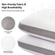 Hawsaiy 2 Pack Memory Foam Bed Pillow with Breathable Cover Support for Neck & Shoulder