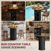Hawsaiy Round Bar Table with Storage, 31.5