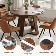 Hawsaiy Extendable Round to Oval Dining Table Set for 4–6, Space-Saving Wooden Table with Hidden Storage, Expandable Dining Table with Upholstered Chairs
